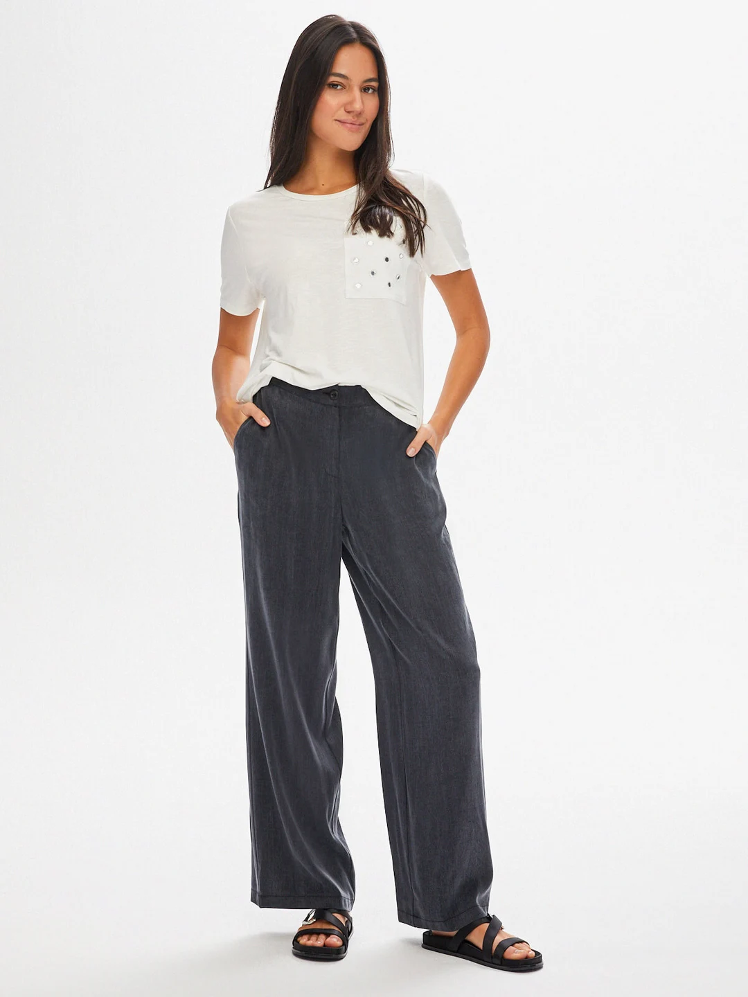 Faik Sönmez Minimalist Oversized Midi Kadın Pantolon - Günlük Kullanım Main image