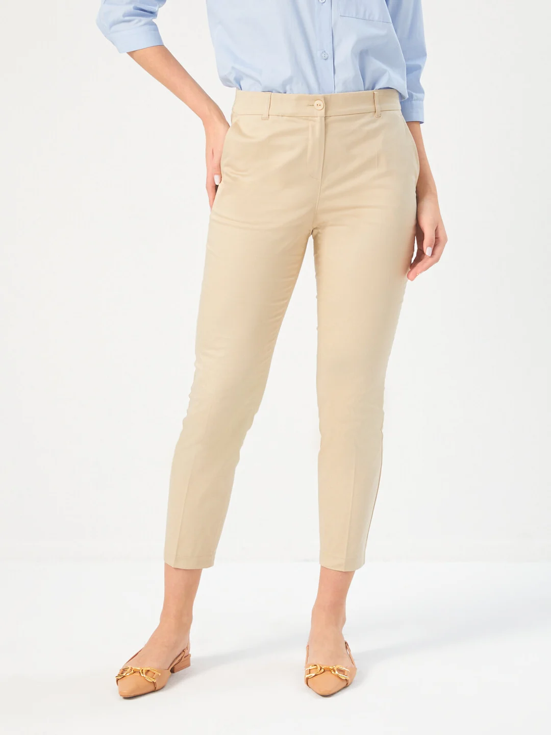 Faik Sönmez Minimalist Crop Kadın Pantolon - Yüksek Bel - Modern