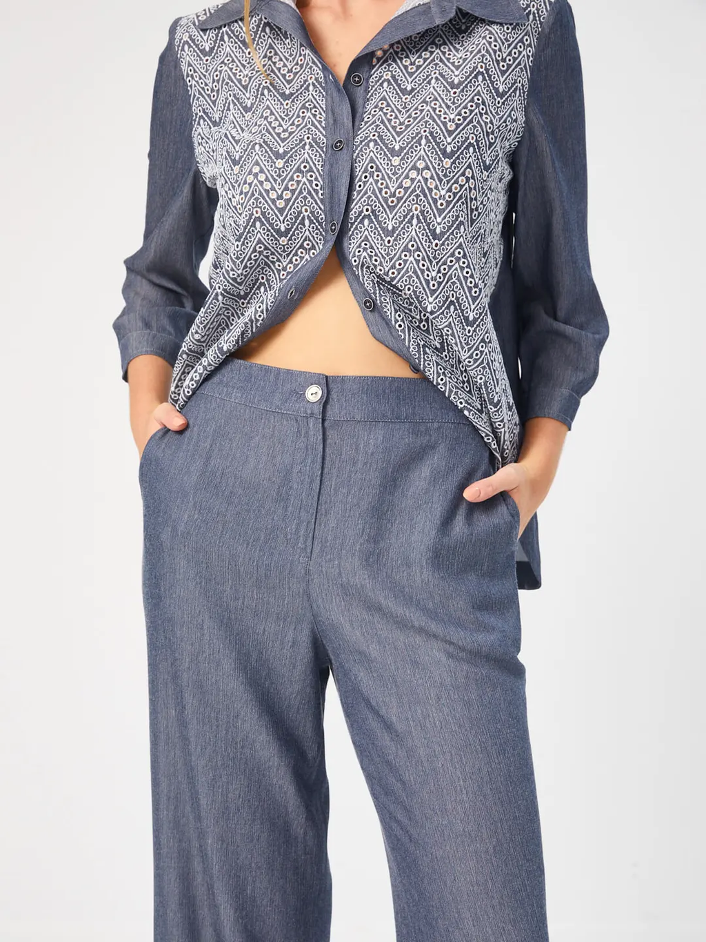 Faik Sönmez Minimalist Yüksek Bel Wide Leg Kadın Pantolon - Günlük Kullanım