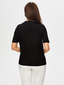 Faik Sönmez Kadın Regular Kalıp Viskon Kısa Kollu T-Shirt Zincir Şeritli V Yaka