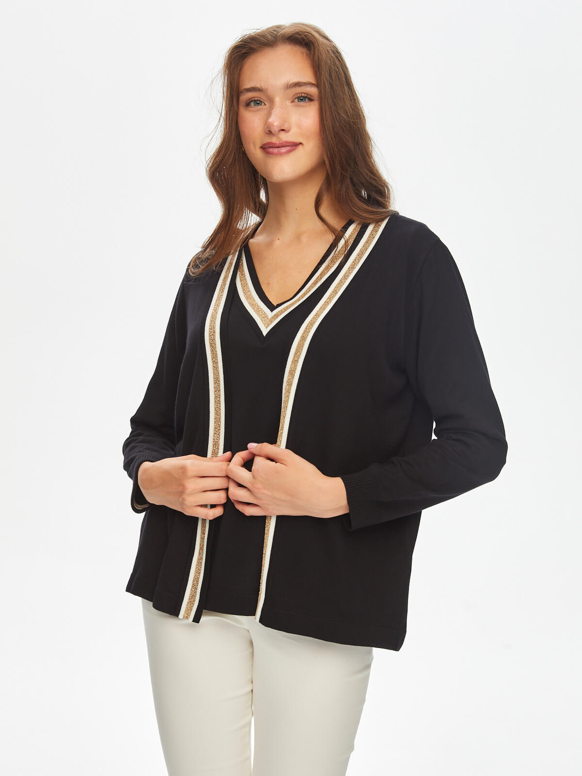 Faik Sönmez Kadın Sim Şeritli Triko Hırka U69656