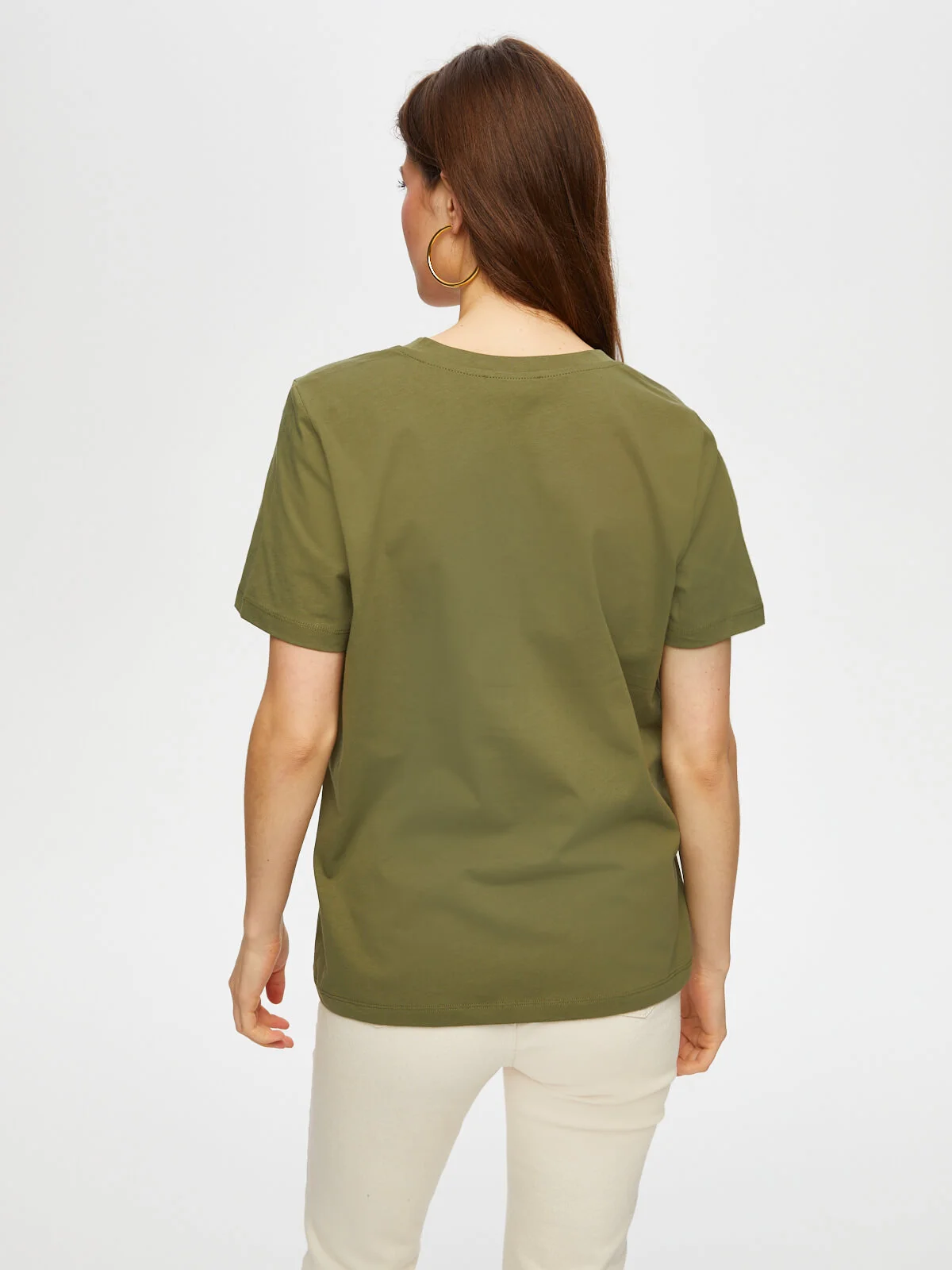 Faik Sönmez Oversize V Yaka Kısa Kol Kadın T-Shirt - Günlük Stil