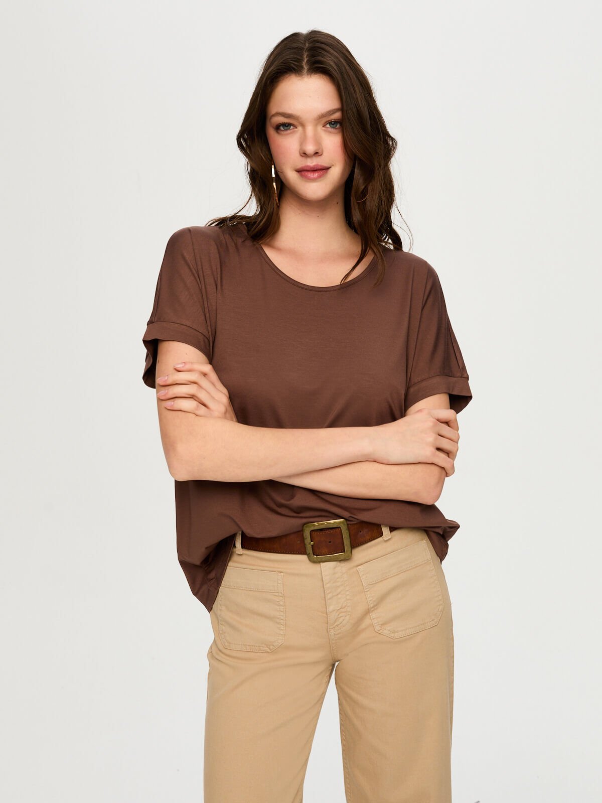 Faik Sönmez Kadın Relaxed Fit Bisiklet Yaka Kısa Kollu Örme T-Shirt Secondary image