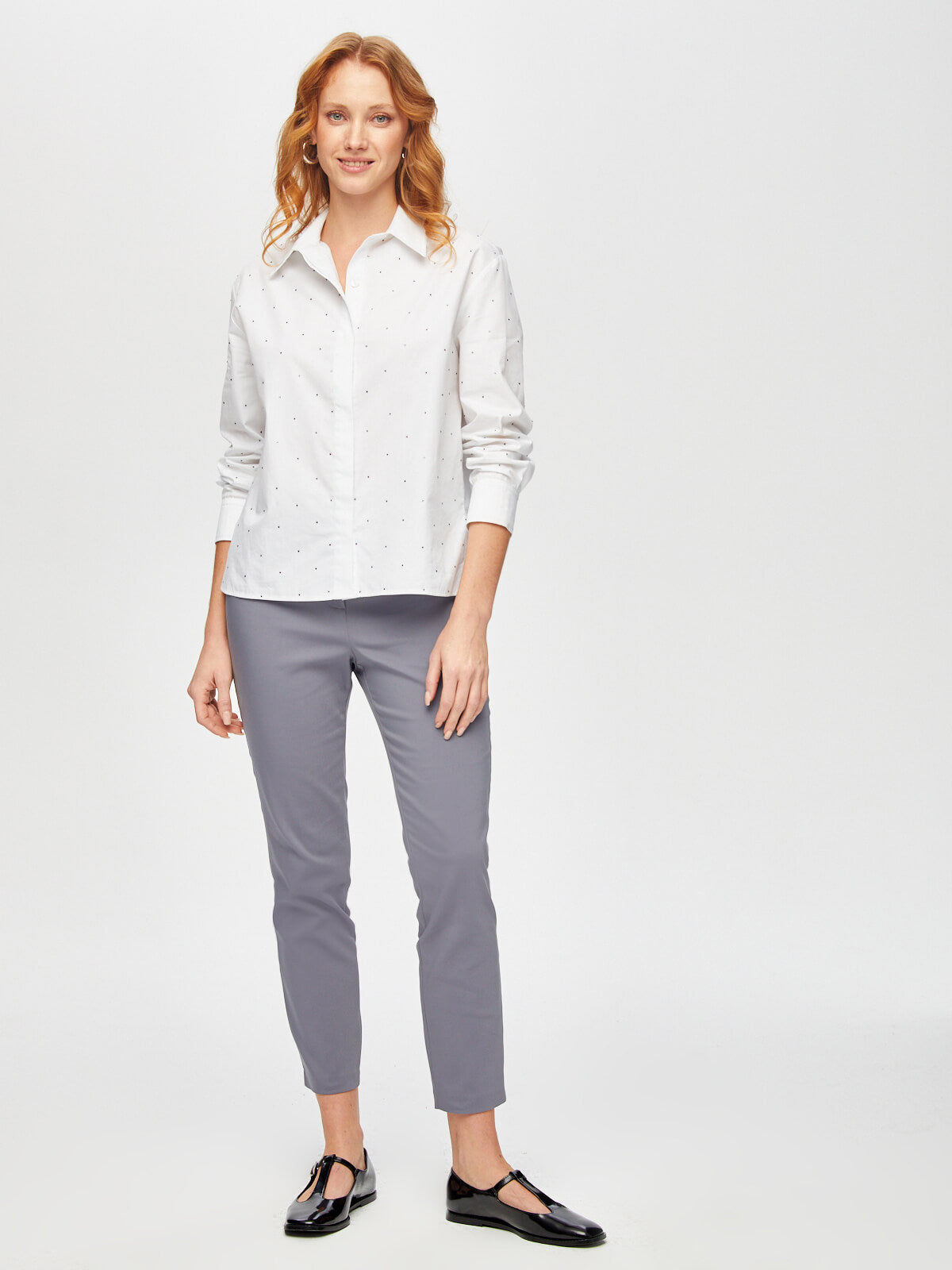 Faik Sönmez Kadın Taşlı Poplin Gömlek U69309