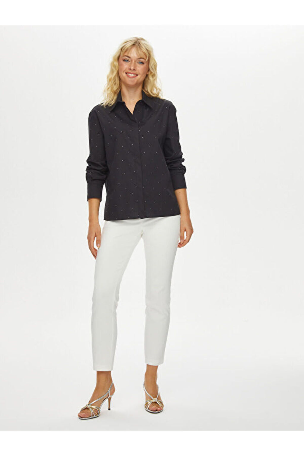 Faik Sönmez Kadın Taşlı Poplin Gömlek U69309