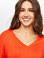 Faik Sönmez Kadın V Yaka Truvakar Kol Düz Normal Kesim Günlük T-Shirt