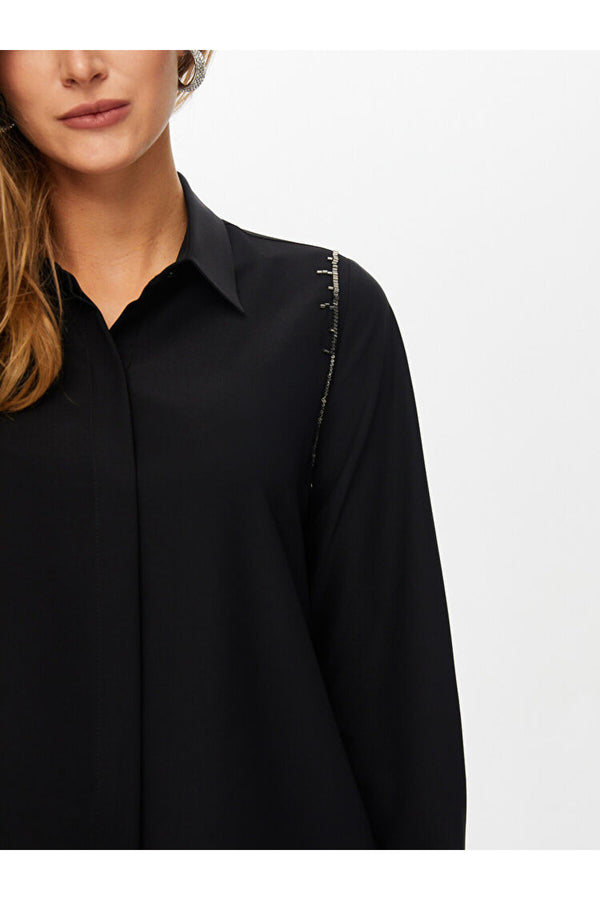Faik Sönmez Kolu Boncuk İşli Şık Gömlek US26GML018