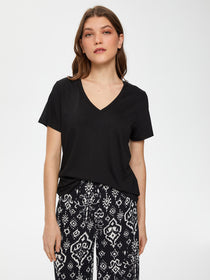 Faik Sönmez Minimalist Oversize V Yaka Kadın T-Shirt - Kısa Kol
