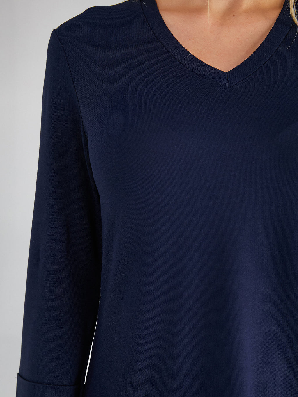 Faik Sönmez Minimalist V Yaka 3/4 Kol Kadın T-Shirt - Günlük Şıklık