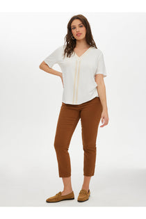Faik Sönmez Minimalist V Yaka Oversize Tişört - Kısa Kol