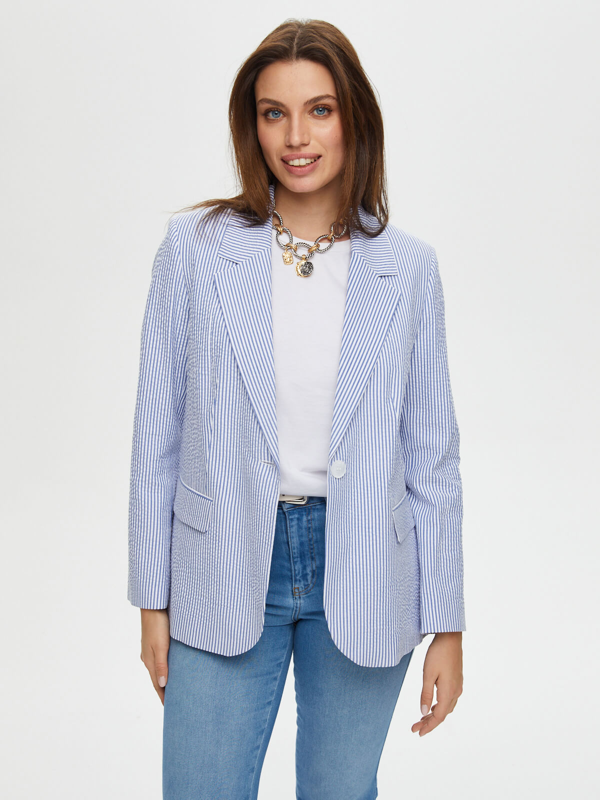 Faik Sönmez Oversize Çizgili Kadın Ceket - Minimalist Tarz