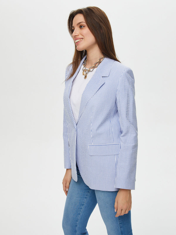Faik Sönmez Oversize Çizgili Kadın Ceket - Minimalist Tarz