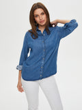 Faik Sönmez Oversize Denim Shirt - Long Sleeve Minimalist Style for Women