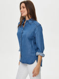 Faik Sönmez Oversize Denim Shirt - Long Sleeve Minimalist Style for Women