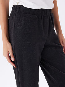 Faik Sönmez Relax Kendinden Simli Straight Fit Örme Pantolon W27PNT036