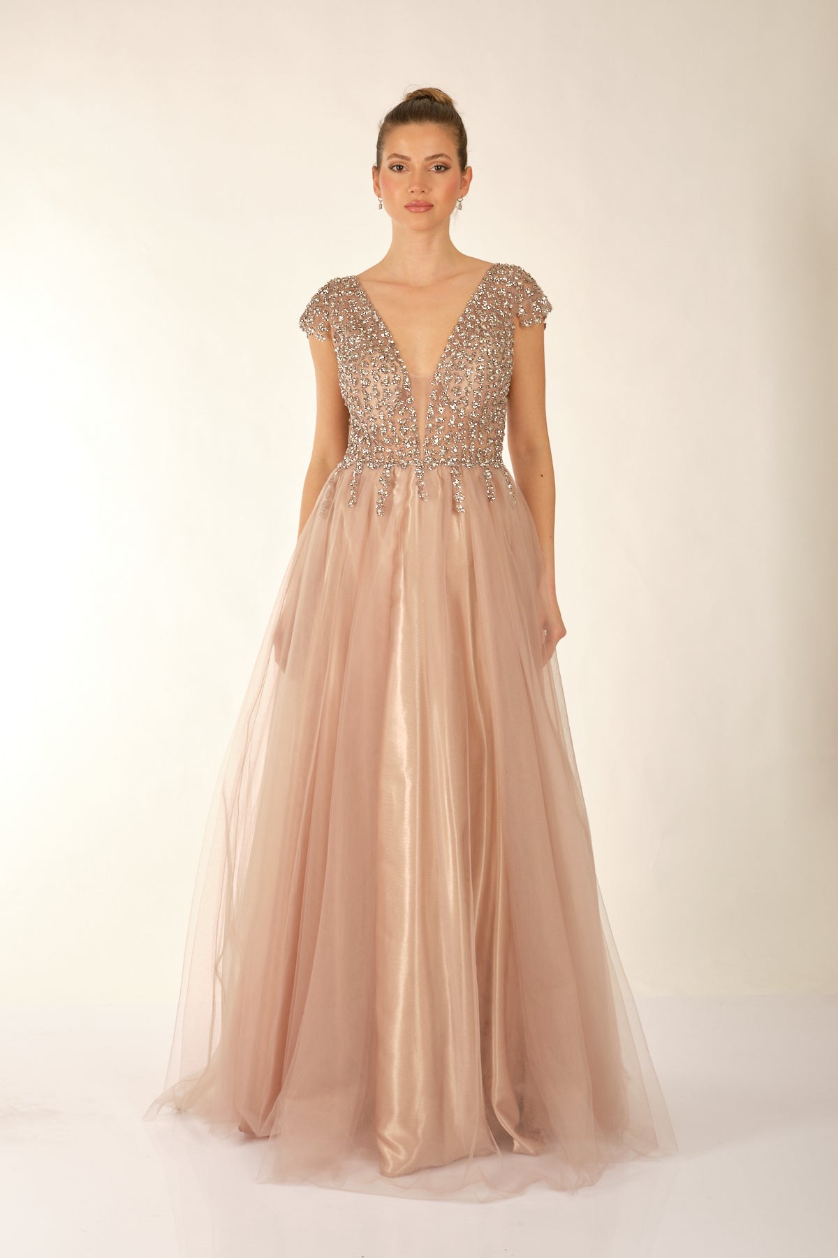 Favore Kadın Taşlı Tül Detaylı Abiye Elbise 2422033 Secondary image