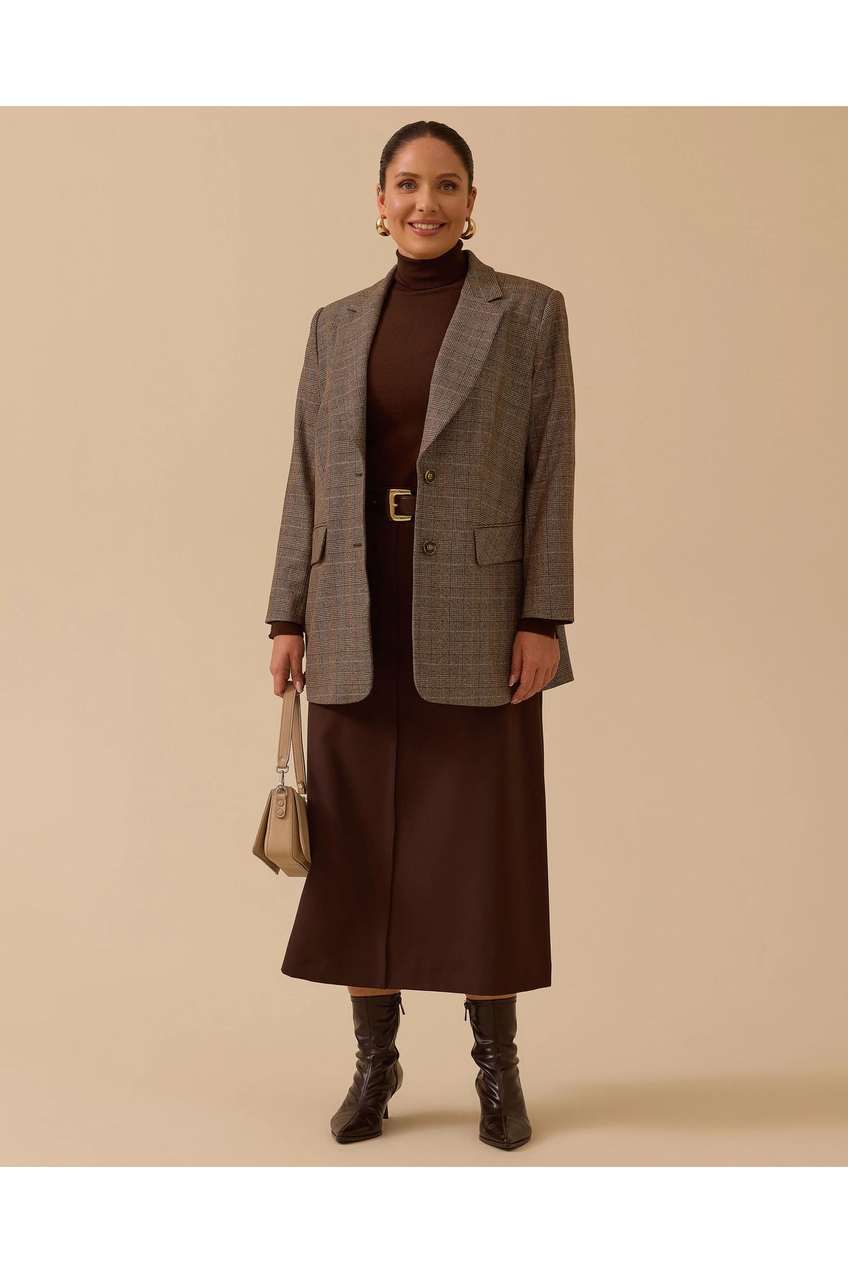Gala-xi büyük beden ekose desenli blazer ceket Main image