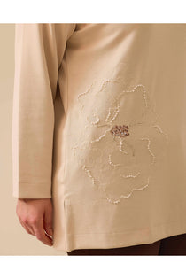 Gala-xi Kadın Büyük Beden Çiçek İşlemeli Sweatshirt 10002512314003