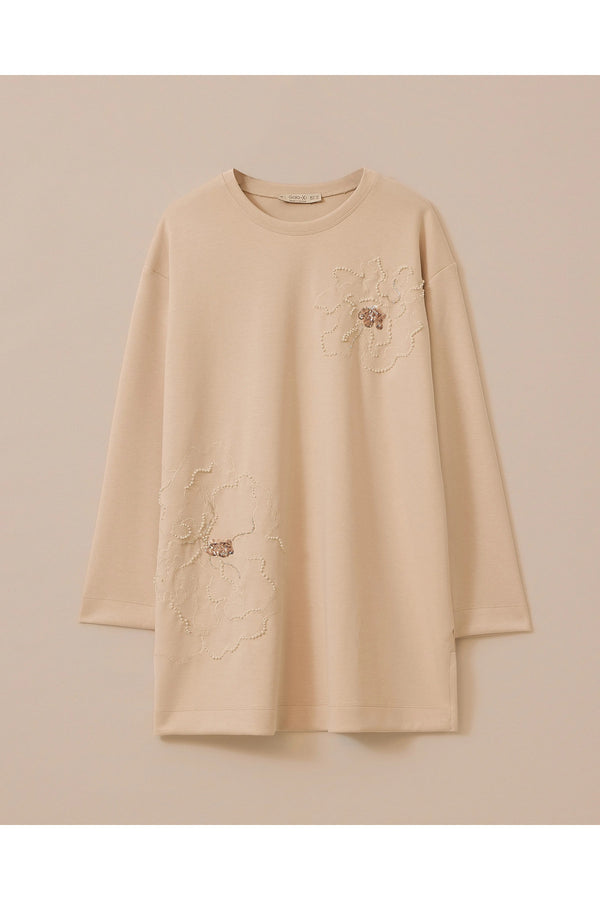 Gala-xi Kadın Büyük Beden Çiçek İşlemeli Sweatshirt 10002512314003