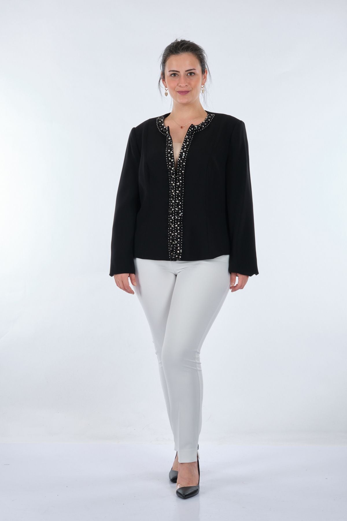 Gala-xi Oversize Minimalist Kadın Ceket - Uzun Kol, Yuvarlak Yaka Main image