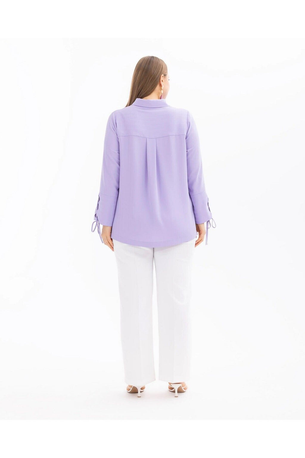 Gala-xi  Büyük Beden Kol detaylı Uzun Kollu Kadın Gömlek 10002411514007