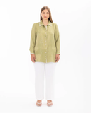 Gala-xi büyük beden boncuk i̇şlemeli uzun kol gömlek