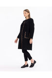 Gala-xi Minimalist Leopar Detaylı Uzun Kadın Kaban - Sonbahar Kış