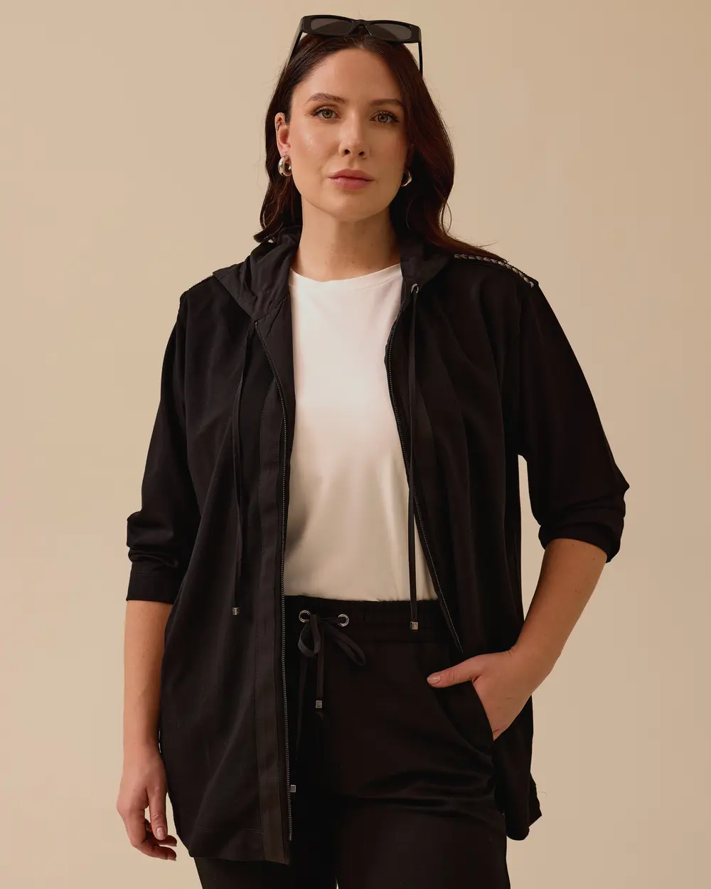 Gala-xi Kadın Oversize Kapüşonlu Minimalist Ceket - Günlük Kullanım Ana görsel