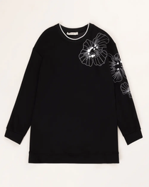 Gala-xi Kadın  Büyük Beden Sıfır Yaka İşlemeli Sweatshirt 10002422314001