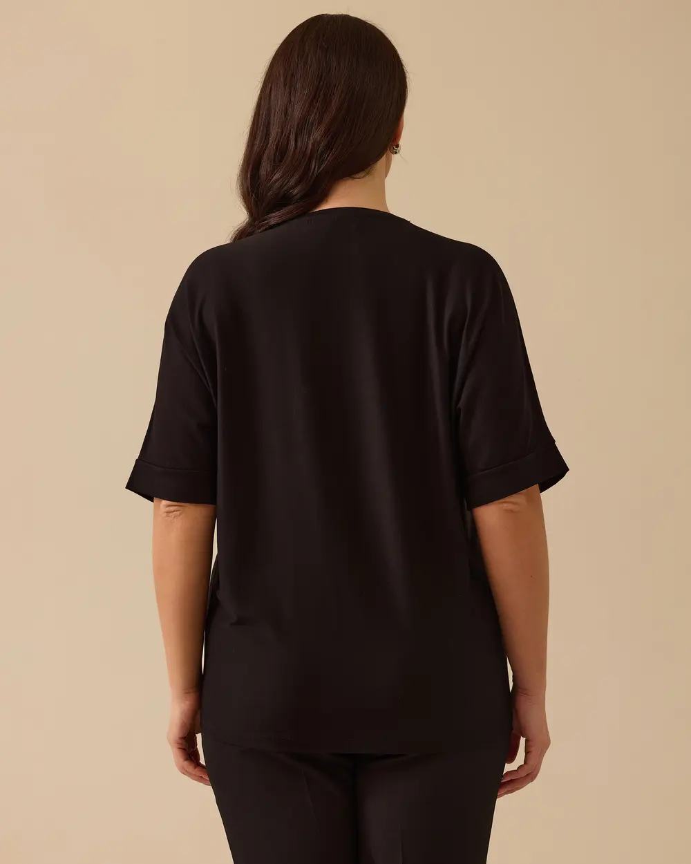 Gala-xi Kadın Büyük Beden Taş Detaylı T-Shirt 10002512414007 Secondary image