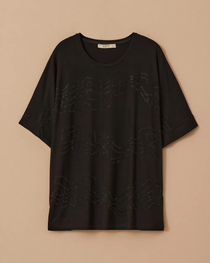 Gala-xi Kadın Büyük Beden Taş Detaylı T-Shirt 10002512414007