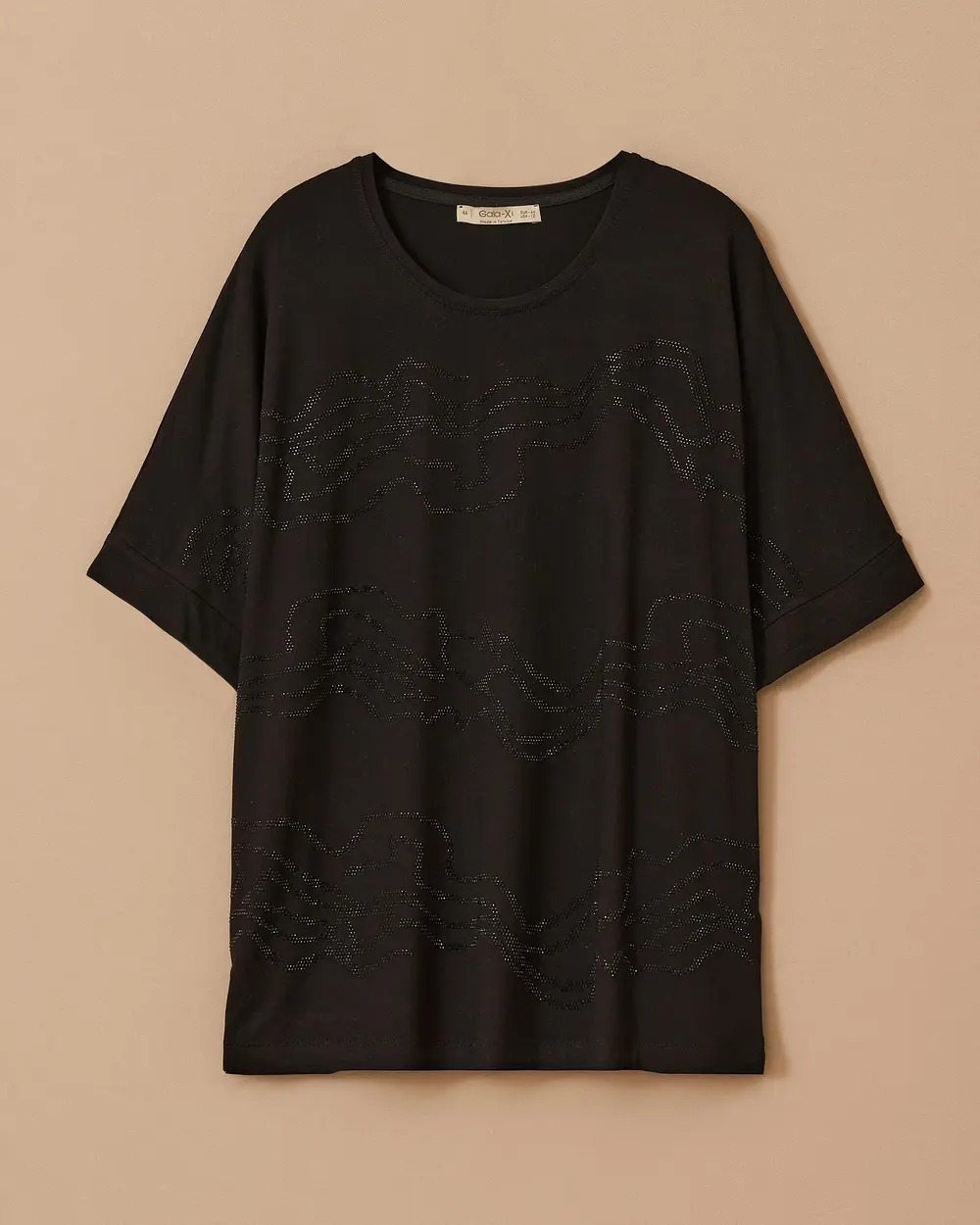 Gala-xi Kadın Büyük Beden Taş Detaylı T-Shirt 10002512414007