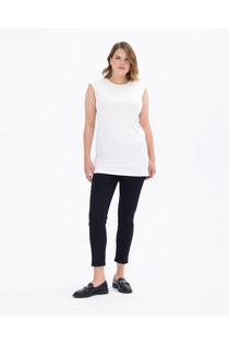 Gala-xi Büyük Beden Sıfır Yaka Kolsuz Kadın T-Shirt 232111001001