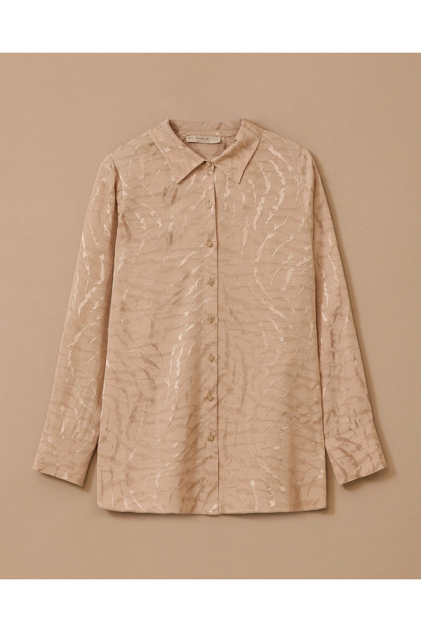 Gala-xi Oversize Uzun Kol Minimalist Kadın Gömlek - Günlük