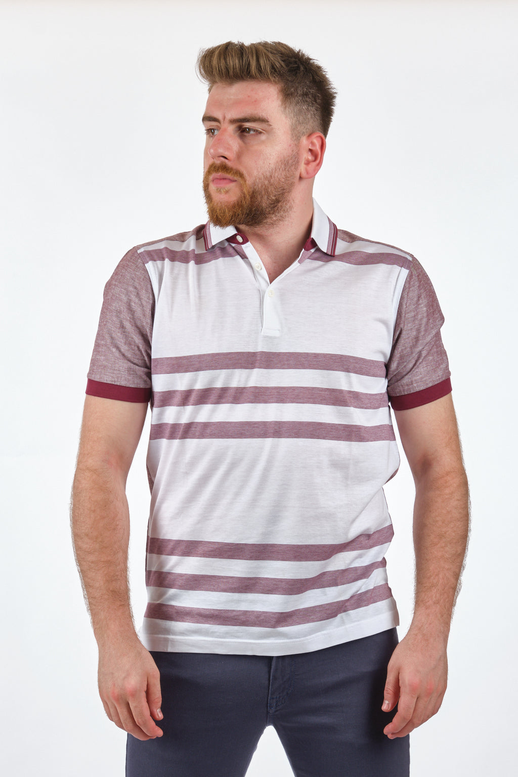 Gallus Erkek Polo Yaka Çizgili T-Shirt - Kısa Kol Regular Fit