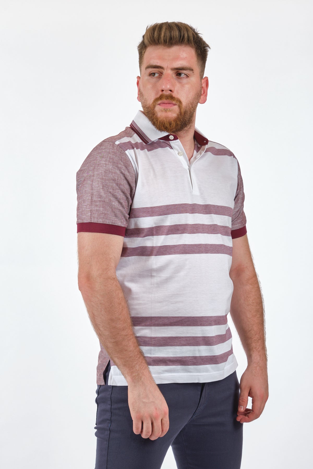 Gallus Erkek Polo Yaka Çizgili T-Shirt - Kısa Kol Regular Fit Secondary image