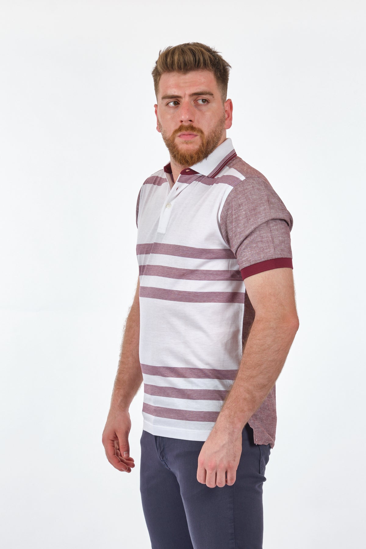 Gallus Erkek Polo Yaka Çizgili T-Shirt - Kısa Kol Regular Fit