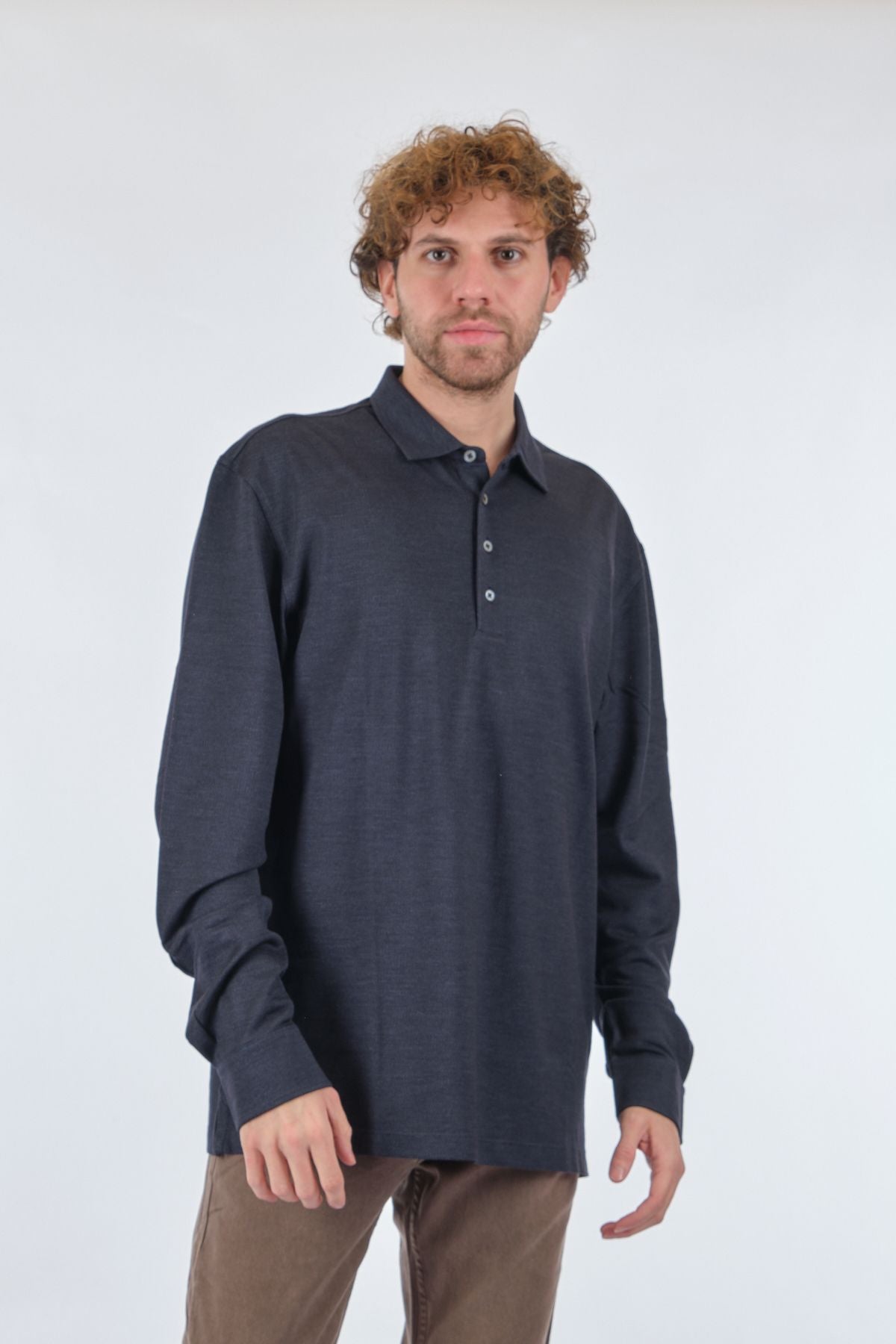 Gallus Oversize Uzun Kol Polo Yaka Erkek Sweatshirt - Günlük & Şık