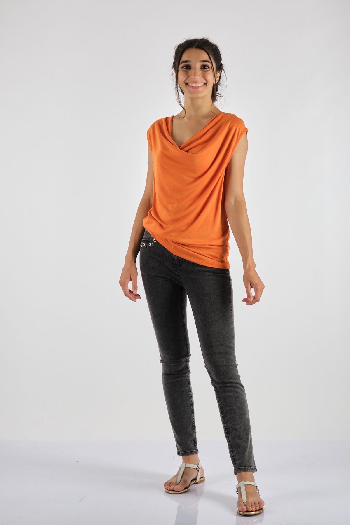 Garmenty Oversize Büzgülü Kısa Kol Minimalist Kadın Tişört Main image
