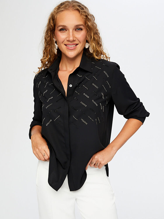 Taş Detaylı Uzun Kol Şık Gömlek Faik Sönmez