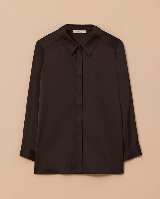 Büyük Beden Düğmeli Saten Gömlek Gala-Xi