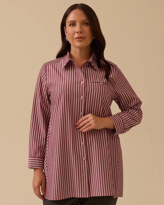Büyük Beden Çizgili Gömlek Gala-Xi