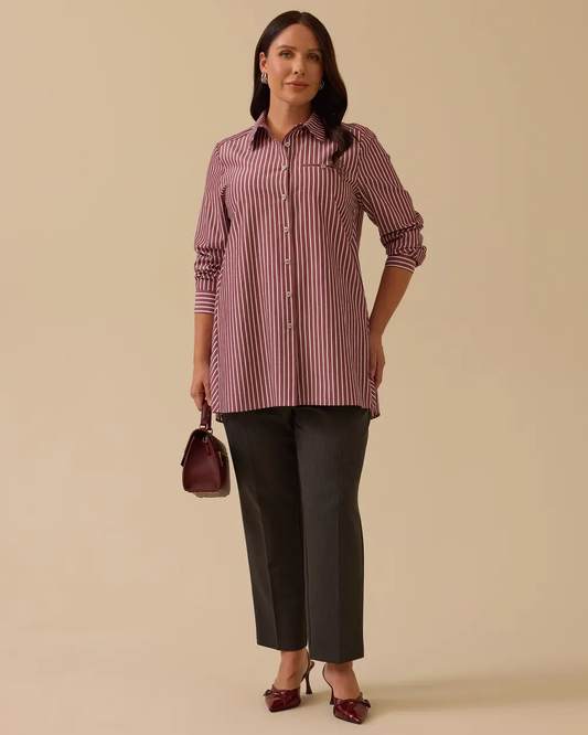 Büyük Beden Çizgili Gömlek Gala-Xi