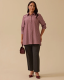 Büyük Beden Çizgili Gömlek Gala-Xi