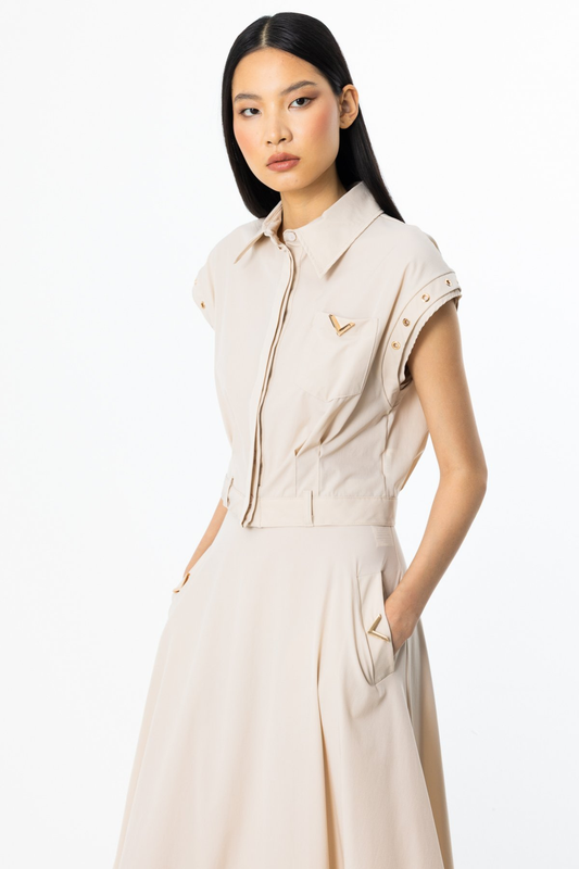 On Minimalist Crop Gömlek - Kısa Kol Gömlek Yaka Günlük