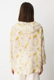 On Oversize Hooded Floral Women's Shirt - Minimalist Style - 3/4 Sleeve
