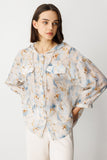 On Oversize Hooded Floral Women's Shirt - Minimalist Style - 3/4 Sleeve