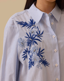 nakış detaylı çizgili gömlek Scl