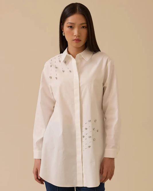 Asymmetric stone detail shirt Scl