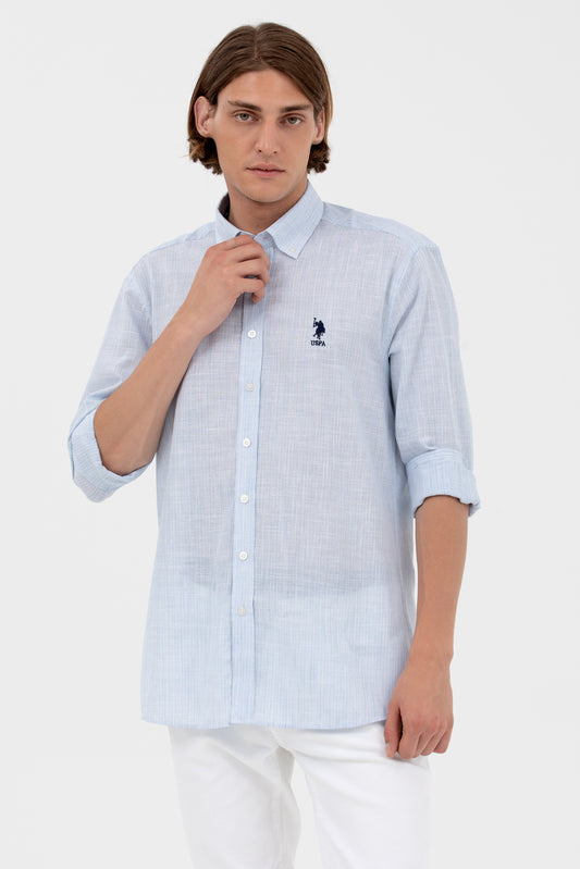 U.S. Polo Assn. Minimalist Erkek Gömlek - 3/4 Kol, Regular Fit, Günlük